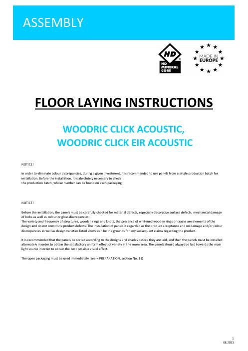 Uputstvo za montažu: Arbiton WOODRIC ACOUSTIC, WOODRIC EIR ACOUSTIC (EN)
