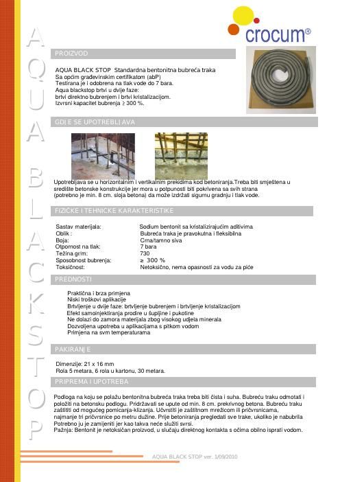 Technical data sheet: AQUA Black stop (HR)