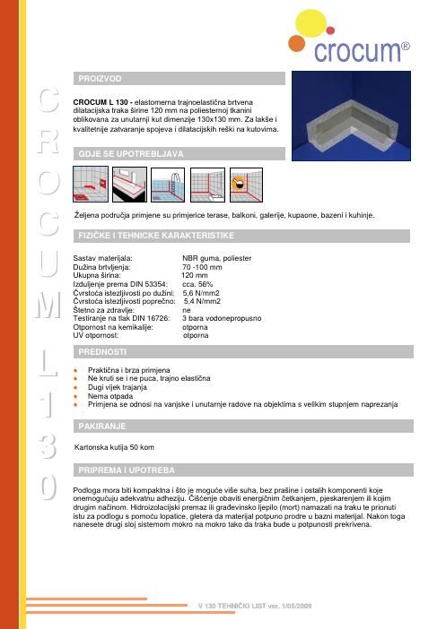 Technical data sheet: CROCUM L 130 (HR)