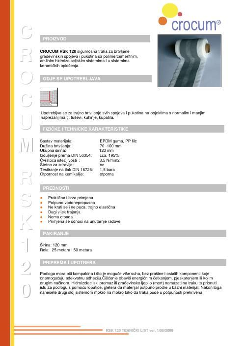 Tehnički list: CROCUM RSK 120 (HR)