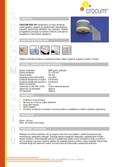 Tehnički list: CROCUM SGS 100 (HR)