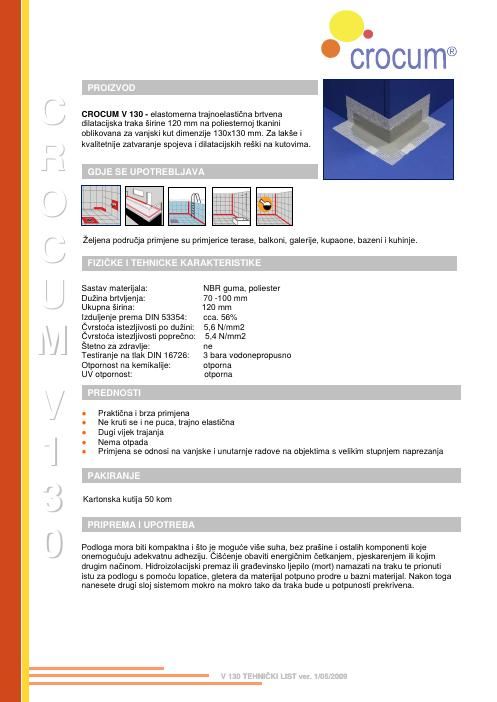 Technical data sheet: CROCUM V 130 (HR)