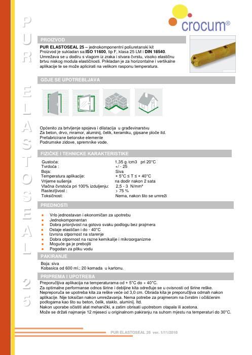 Technical data sheet: PUR ELASTOSEAL 25 (HR)